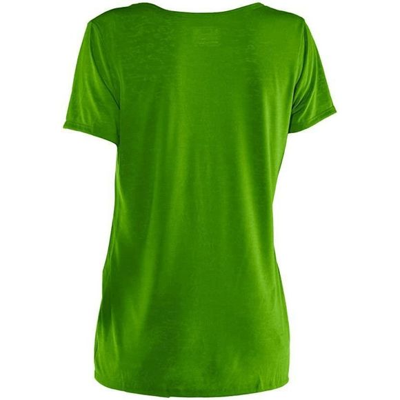 NEW Women MD/M UNDER ARMOUR Achieve Burnout T-shirt Bright Green V Neck 1235851 - Picture 2 of 4